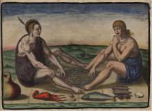 Native American Man and Woman Eating, 1590. By Theodor de Bry. North Carolina Collection, UNC-Chapel Hill. 