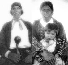 Ancestors--photos of Swimmer and Qweti by James Mooney, Qualla Boundary, 1880s