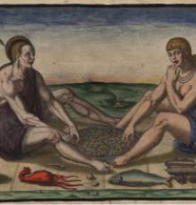 Native American Man and Woman Eating, 1590. By Theodor de Bry. North Carolina Collection, UNC-Chapel Hill. 